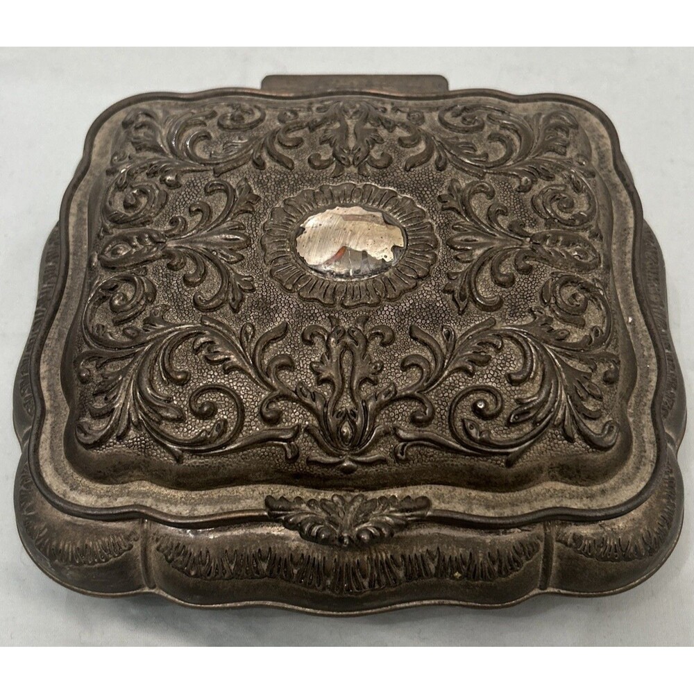 Vintage Godinger Silver Plated Red Velvet Lined Jewelry Box Trinket Box